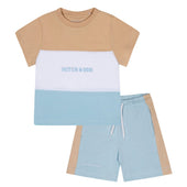 Mitch & Son Boys Beige, Blue and White Short Set
